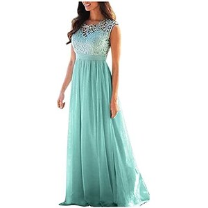 Abito Da Sera Donna In Pizzo Floreale, Scollo A V, Con Cintura - Per Feste E Cerimonie, Dressystar