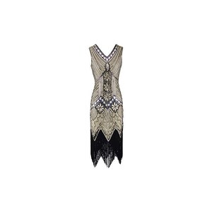 Donne Abito Flapper Anni '20 Bianco Scintillante Con Paillettes