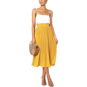 Gonna midi asimmetrica plissettata e ricamata Tulle beige con motivo Millefiori bianco Gonna midi asimmetrica plissettata e ricamata Tulle beige con motivo Millefiori bianco