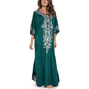 URMOSTIN Donna Caftano Abito Lungo Da Spiaggia Maxi Parei Copri Bikini - Foto 6