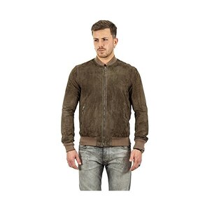 Giacca Uomo In Pelle Scamosciata D'Arienzo Bomber Gaudil - Made In Italy, Morbida E Slim Fit - Foto 8