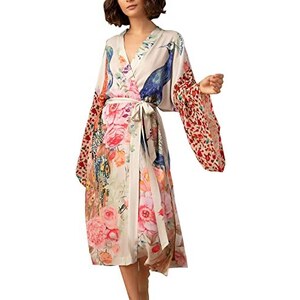 Bestshe Kimono Cardigan Donna Bohémien – Floreale, Copricostume Spiaggia, Leggero, Con Frange, Taglia Unica