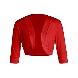 Bolero In Velluto Vintage Per Donna – Coprispalle Con Maniche 3/4 – Cardigan Aperto Scollo A V Foderato – Elegante Giacca Leggera - 4