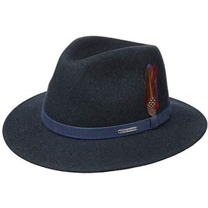 Stetson Cappello Trilby Ellendale Player Uomo, In Feltro Di Lana 100%, Impermeabile E Pieghevole, Colore Monocromatico, Tesa 3,7 Cm, Altezza Testa 10,5 Cm, Per Autunno E Inverno