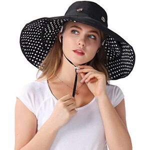Cappello Da Sole Donna UPF 50+ - Cotone Reversibile A Pois, Protezione UV, Unica Taglia - Foto 8