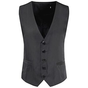 Gilet Uomo Formale Monopetto Tinta Unita Scollo A V - Slim Fit Per Matrimoni E Cerimonie (Taglie S-5XL)