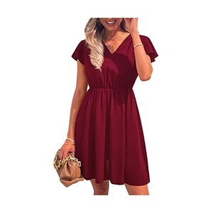Abito Estivo CUPSHE Donna Con Scollo A V E Fiocco - Maniche Corte Con Volant, Tessuto Morbido 97% Poliestere 3% Spandex, Taglie S- XL - 2