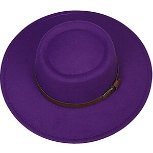 Cappello Fedora In Feltro Misto Per Uomo E Donna - Tesa Larga Piatta - Cappello Elegante Per Chiesa E Derby