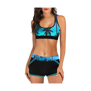 NLAND Costumi da Bagno Mare Donna Costume Due Pezzi Ruched Bikini Set EstateRegolabile Reggiseno Spiaggia con Slip Vita Alta(Blu Navy S
