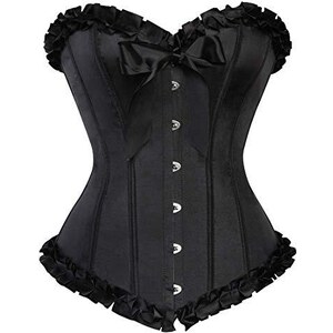 Jutrisujo Corset Donna Bustino Fiori Corsetto Top Sexy Gotico Elegante Vittoriano Burlesque Halloween Nero S 102820620