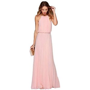 Huixin Vestiti Donna Eleganti Estivi Vestito da Sera Lunghi retrò Senza Maniche Collo V Spalla Abito Cerimonia Nuda Senza Schienale Due Colori Misti Moda Giovane Abiti Cocktail