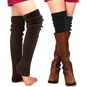 FANSU Scaldamuscoli da Donna, Scaldamuscoli Lunghi in Maglia di Lana per Donne e Ragazze, Warmer Gamba Ginocchio Inverno Legwarmer Scaldamuscoli Alle Caviglie (bianco,1 paio