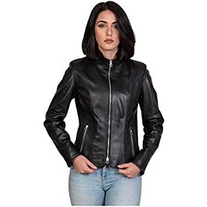 Giacca Pelle Moto Cafe Racer Donna