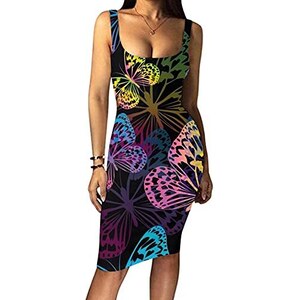 Abito Donna Estate Senza Maniche | Vestito Attillato Sexy Con Scollo Rotondo In Spandex - Foto 2