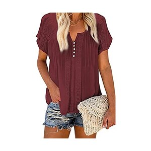 Camicetta Donna Elegante A Maniche Lunghe - Blusa Con Scollo A V E Tasca - Poliestere Morbido - Taglie S-XXL