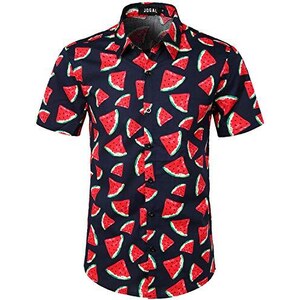 JOGAL Camicia Hawaiana Funky Flamingo - Uomo - Maniche Corte - Motivo Floreale - 3