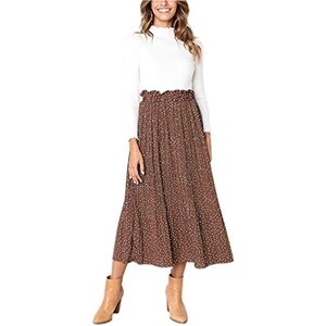 KUOTAI Gonna Maxi Lunga A-Line Vita Alta Con Tasche | Chiffon Fluido | Stile Boho 2025 - 2