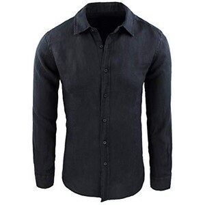 Allthemen Camicia da Uomo Maniche Lunghe Elegante Shirt Bottoni Estiva