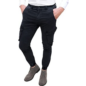 Evoga Pantaloni Uomo Cargo In Cotone Con Tasconi Laterali Slim Fit evoga-pantaloni-uomo-cargo-in-cotone-con-tasconi-laterali-slim-fit