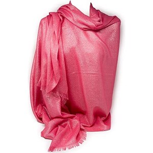 Sciarpa Donna Leggera In Seta - Foulard Elegante Per Cerimonie, Stampa Floreale Rosa, 90x180 Cm