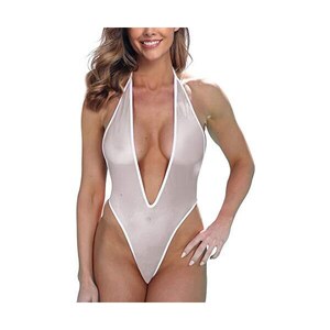 Body Donna Trasparente Intero Perizoma Catsuit Scollo Tondo – Nero