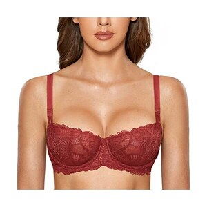 Reggiseno Donna Balconcino Push Up – Mezza Coppa, Pizzo, Con Ferretto E Spugna – Nuovo