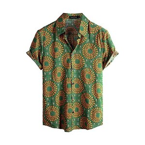 Camicia da spiaggia hawaiana uomo blusa stampa casual per feste e