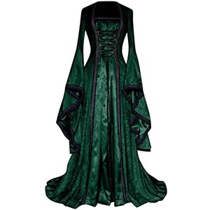 Vestito Medievale Donna - Abito Gotico Lungo In Pizzo, Perfetto Per Halloween, Cosplay E Feste A Tema
