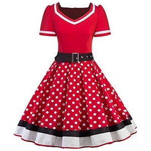 Abito Rockabilly Rosso A Pois Taglia 42: Vintage Cocktail Per Party, Estate, Senza Maniche