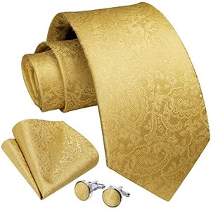 Cravate Homme 100% Soie Jaune Vif - Micro Motifs Fleurs - Fabriquée En Italie - Neuf