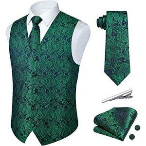 Cravatta Uomo Classica Floreale Jacquard Tessuta In Seta – Nero, Verde, Viola, Blu - Foto 4