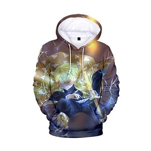 CHENMA Uomini Giappone Anime Cosplay Goku Felpa con Cappuccio Pullover Stampa 3D con Tasca Frontale