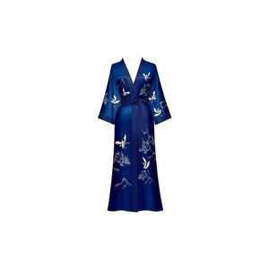 Accappatoio da donna Kimono Accappatoio da donna in seta e raso di seta vestaglia lunga kimono con stampa da donna, kimono sciolto da sposa, damigella d'onore, accappatoio, 0B-bianco, S
