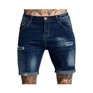 ORANDESIGNE Pantaloncini Di Jeans Da Uomo Pantalone Corto Denim Con Tasche Used Look Jeans Corti Con Buco Bermuda Ragazzo Tasconi Cargo Jeans Estivi Uomini I Blu M 122490726