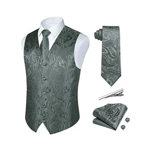 Gilet Uomo Elegante Paisley - Panciotto Gotico Per Cerimonie E Matrimoni - Foto 4