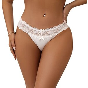 ohmydear Tanga Sexydonna Hot in Pizzo Perizoma Seducente a Filo Slip Donna Trasparente Invisibili Tanga T-Back a Vita Bassa Mutandine Cavallo in Cotone