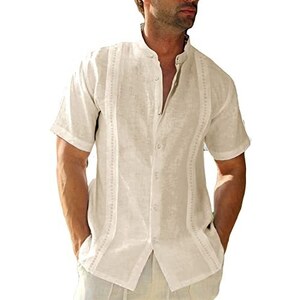 Uomo Blu & Bianco Doppio Colletto con Bottoni Doppio Camicia
