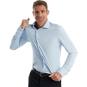 HISDERN Camicia Grigia Uomo Elegante Regular Fit Manica Lunga Camicie