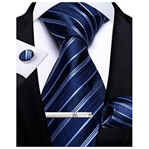 Cravate IZOD Homme - Soie Bleue à Rayures, Fabriquée En Italie, Neuve
