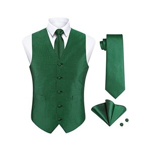 FULBHPRINT Set Da Uomo In Seta Viola Con Motivo Cachemire, Giacca Da Lavoro Formale, Giacca Da Matrimonio, Gilet, Cravatta, Gemelli Hanky