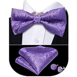 Set Papillon Pre-Annodato E Fazzoletto Uomo - Regolabile, Paisley Floreale, Per Matrimoni E Feste