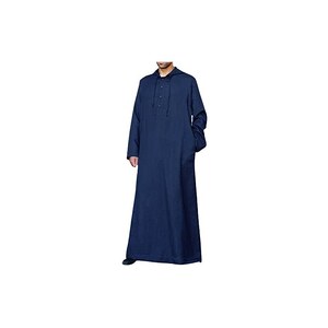 LVCBL Caftano Uomo Maniche Lunghe Con Tasche - Grigio, Cotone E Lino, Vestibilità Universale Dalla M Alla 3XL