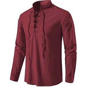 Camicia giacobita in cotone nero Ghillie: costume rinascimentale delle Highlands scozzesi - Italia