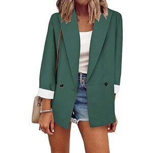 Blazer Donna YMING - Giacca Lunga Da Ufficio In Mistocotton, Elegante E Casual - Foto 2