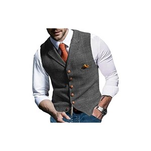 Gilet da uomo in tweed a quadri slim fit per abito da