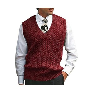 Maglione Da Uomo Con Cappuccio In Maglia Tinta Unita Casual In Lana - Foto 5