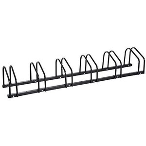 Rastrelliera Portabiciclette Per 6 Bici HOMCOM - In Acciaio, Dimensioni 179x33x27 Cm, Argento, Per Garage O Cortile