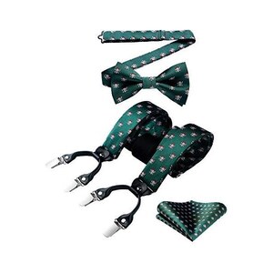 Set Bretelle Uomo Con Papillon E Fazzoletto - Reggicalze 6 Clip, Paisley, Seta - Foto 9