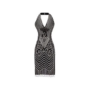 Donna Vintage Abito Gatsby con paillettes verde all'americana