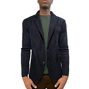 Blazer Uomo Slim Fit Classico | Giacca Abbinata Monopetto A Due Bottoni | Risvolto A Tacca | Colori: Blu Navy, Nero, Grigio, Bordeaux | Per Matrimonio, Ufficio, Cerimonia - 2